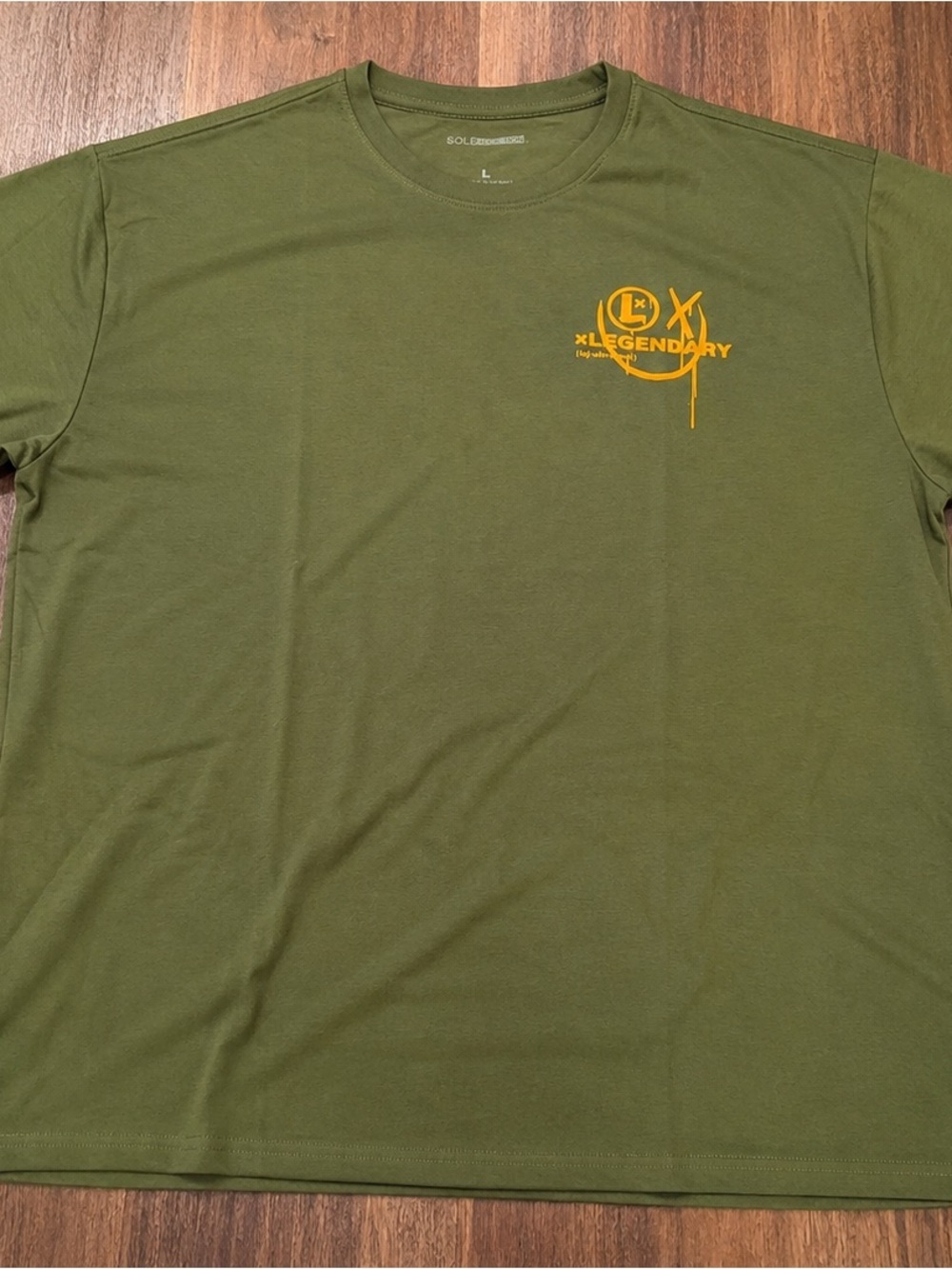 Addiction Olive Green Short Sleeve Tee with Yellow Logo